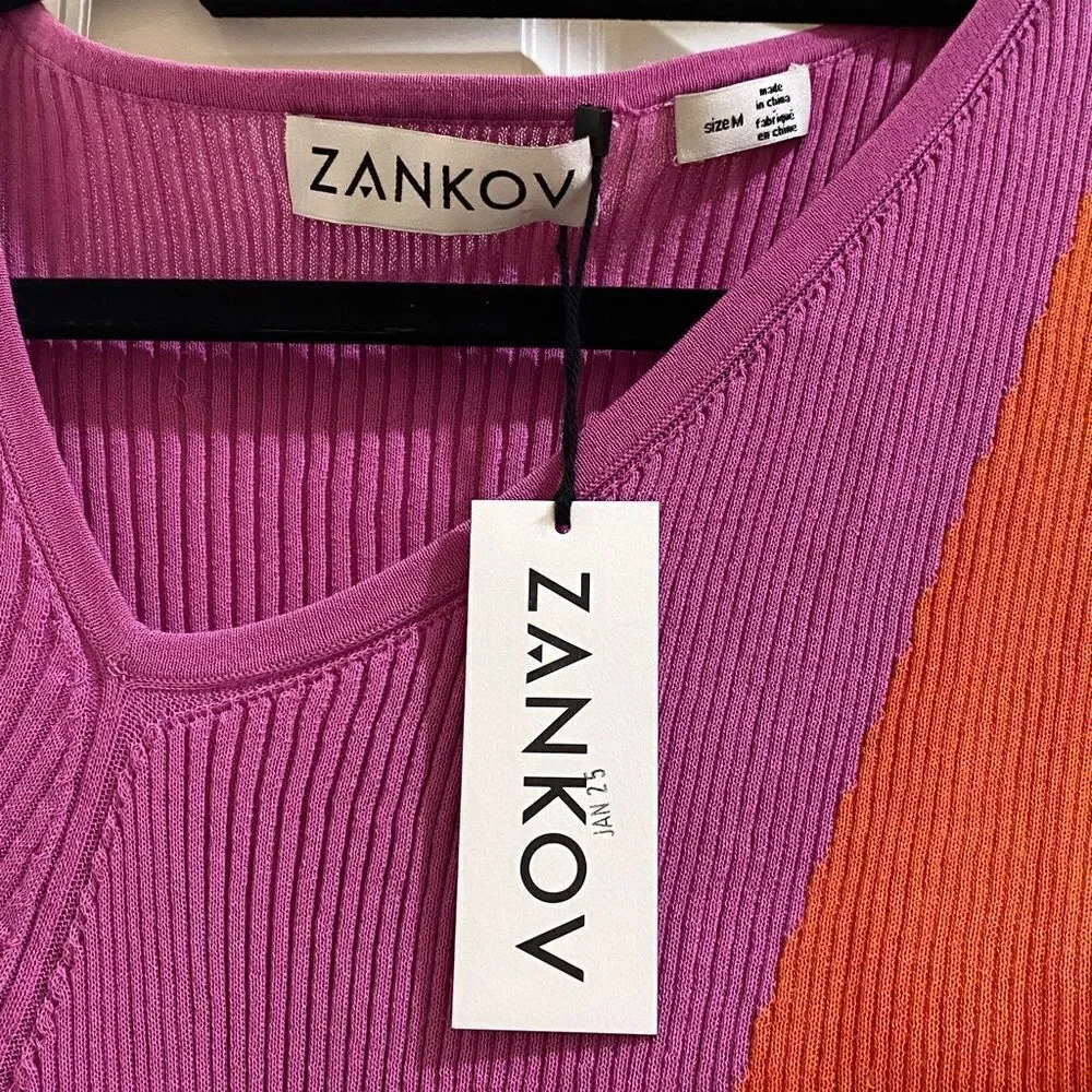 Colorblock Long Sleeve Dress in Pink and Orange
